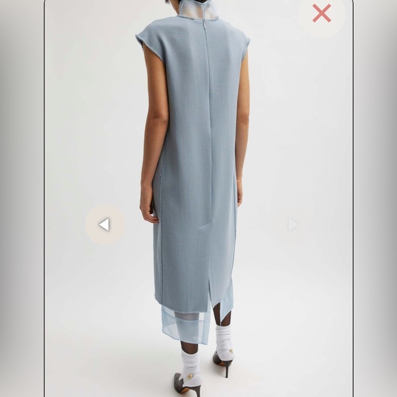 NWOT TIBI MELEE CREPE V-NECK DRESS WITH ORGANZA LINING - LIGHT BLUE Size 2 - Picture 3 of 15